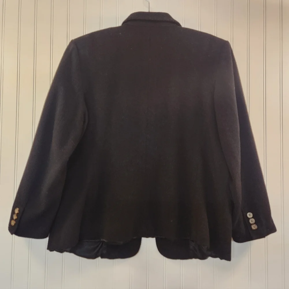 LL Bean Women's Black Wool Cashmere Blend Blazer Size 18P Plush Soft‎ Classic